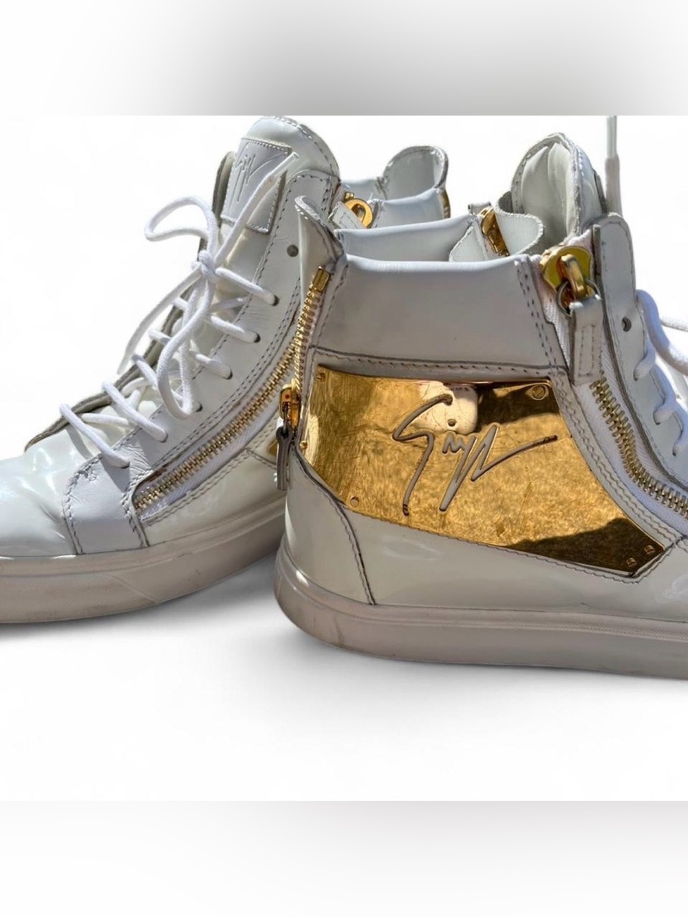 Giuseppe Zanotti Kriss White Gold High Top Sneakers EU 42 US 9